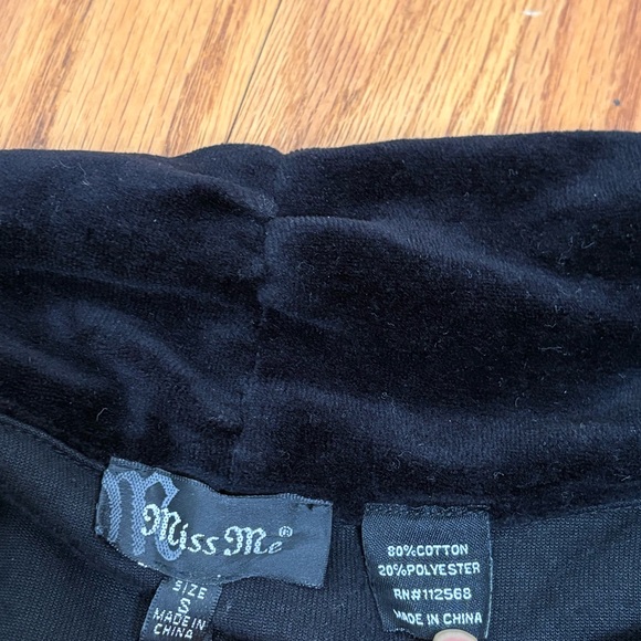 MISS ME Y2K Velvet Velour Track Suit Zip Jacket Rhinestones Bling Flwur-de-Lis S - Picture 6 of 16